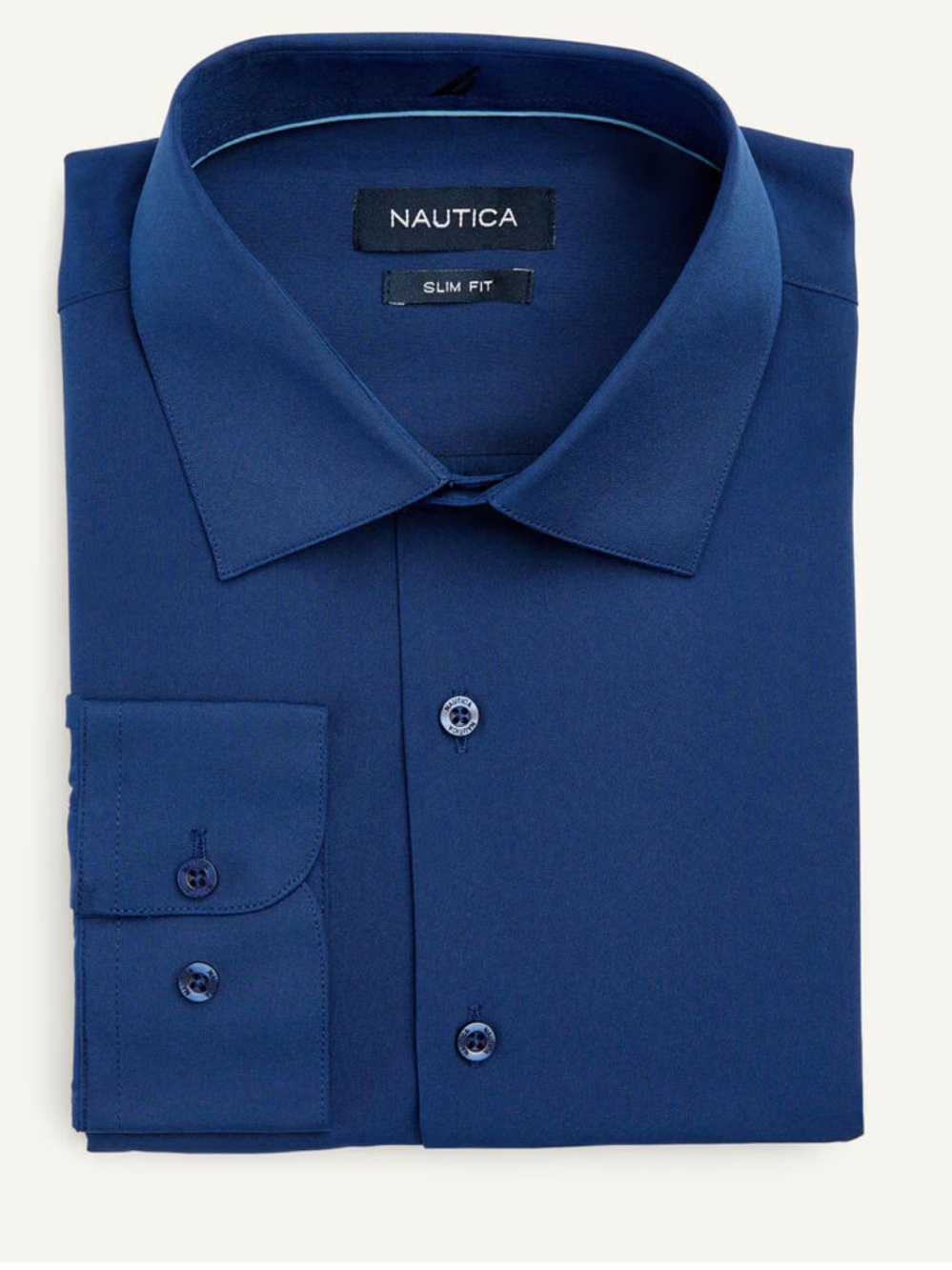 NAUTICA L Cobalt Blue Slim Fit Performance Long Sleeve Super Shirt